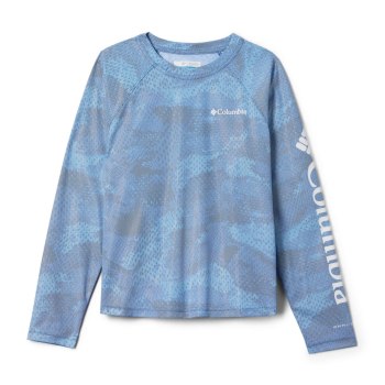 Columbia Solar Chill Printed Long Sleeve, Sudaderas Azules Oscuro Para Niño | 584609-HIY